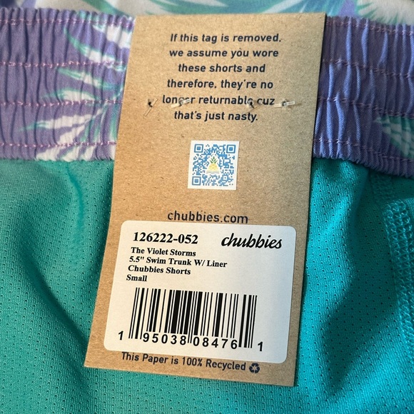 NEW men’s chubbies lined swim 5.5” shorts size small floral print - Picture 7 of 7